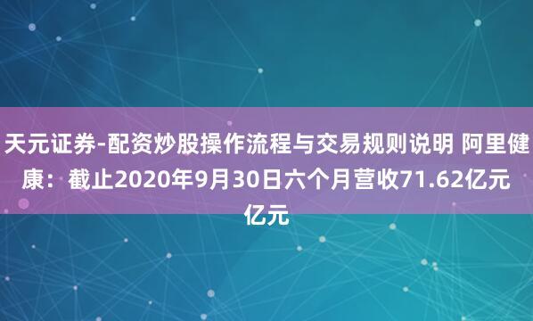 天元证券-配资炒股操作流程与交易规则说明 阿里健康：截止2020年9月30日六个月营收71.62亿元