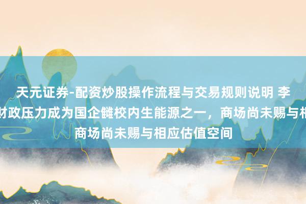 天元证券-配资炒股操作流程与交易规则说明 李迅雷：所在财政压力成为国企雠校内生能源之一，商场尚未赐与相应估值空间